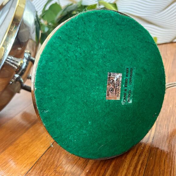 Vintage Cane & Reed Round Lighted Adjustable Make-Up Mirror with Twisted Stem - Picture 16 of 16